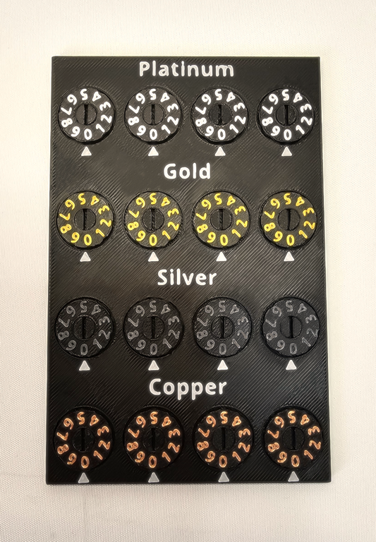 Suivi du platine, de l'or, de l'argent et du cuivre pour DnD et plus encore...