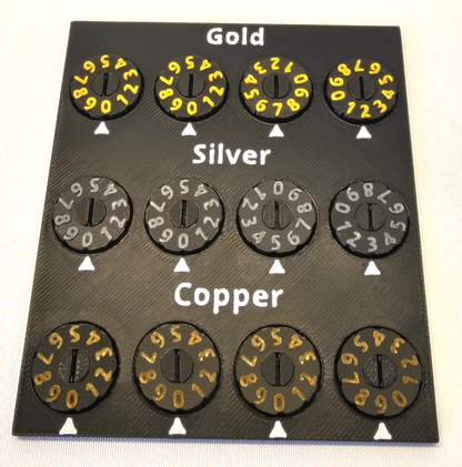 Gold, Silver & Copper tracker for 2D6, D&D and more...